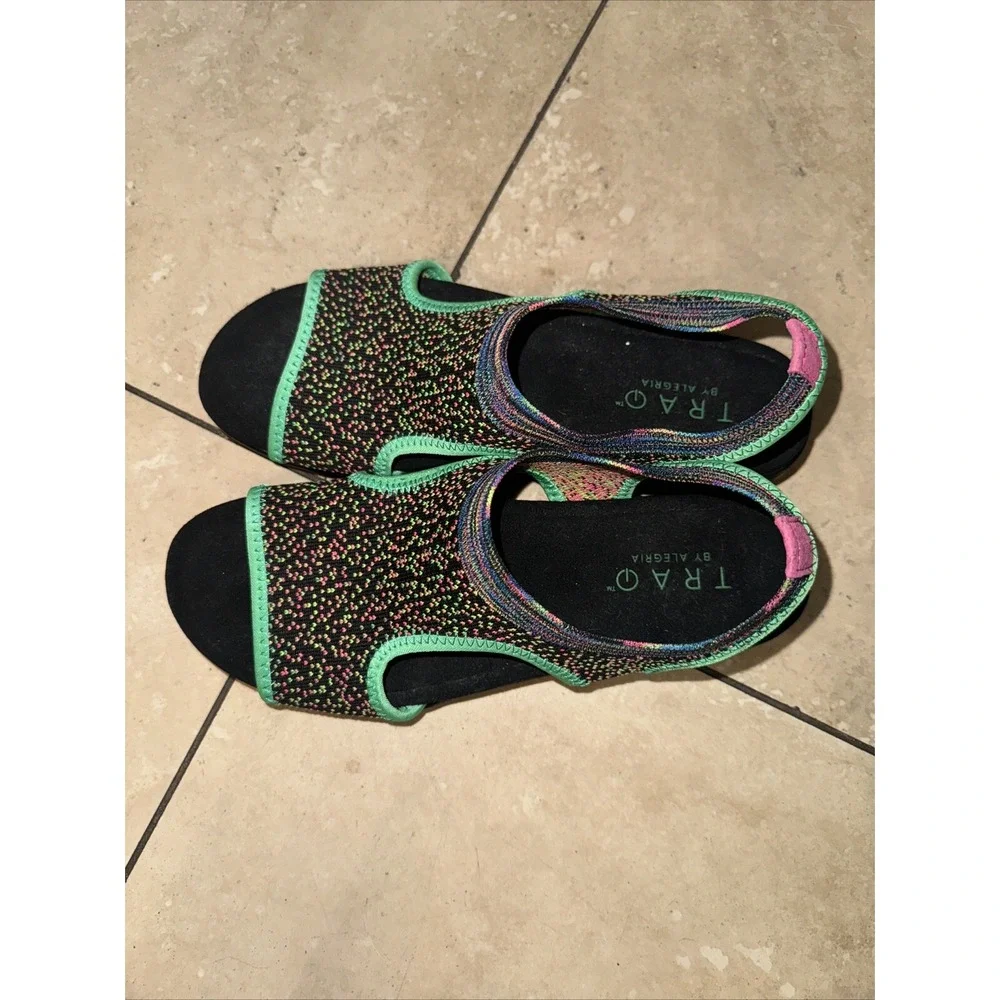 TRAQ by Alegria Women Knit Slingback Sandals‎ Multi Color Size 39